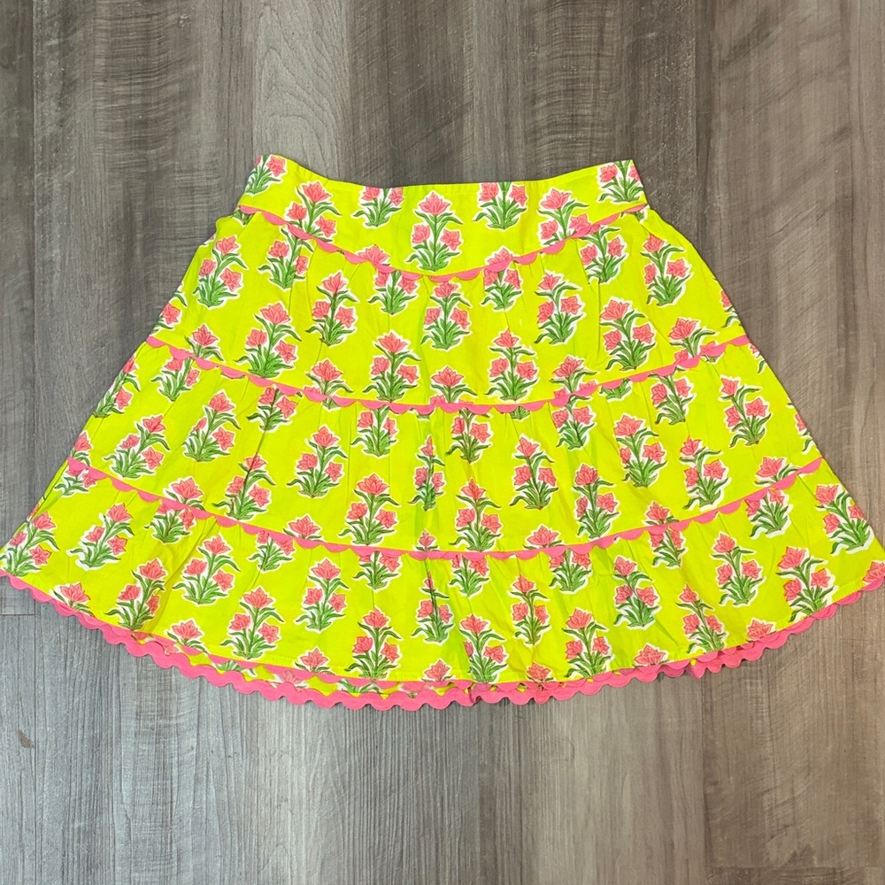 Pink City Prints Floral Lime Green and Pink Women's Skirt